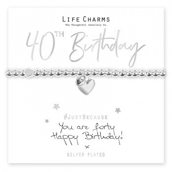 Life Charms 40th Birthday Gift Boxed Heart Bracelet