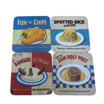 Martin Wiscombe Set of 4 Nostalgic Food Coasters