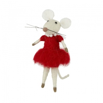 Heaven Sends Wool Mouse in Dress Christmas Decoration