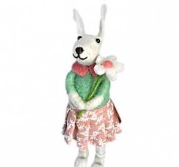 Originals Felt Girl Rabbit With Flower Freestanding Easter Decoration