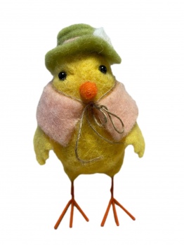 Originals Felt Chick In Green Floral Hat Easter Decoration