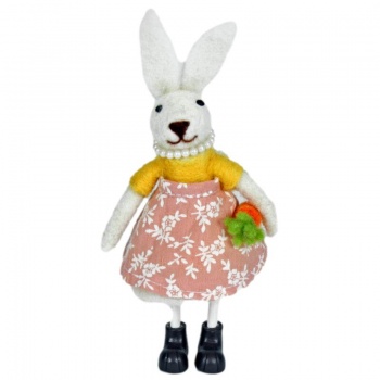 Originals Felt Girl Rabbit With Pearl Necklace and Carrot Easter Decoration