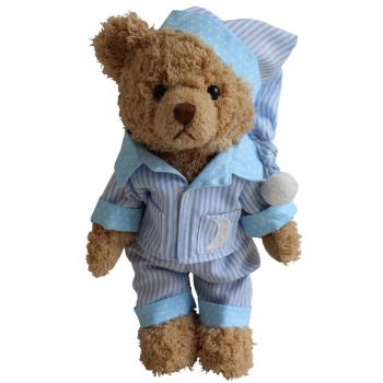Powell Craft Children's Plush Teddy Bear - Blue Striped Pyjamas