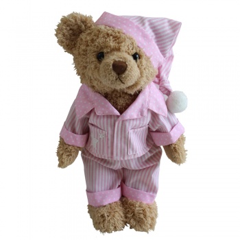 Powell Craft Children's Plush Teddy Bear - Pink Striped Pyjamas