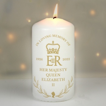 Queen Elizabeth II In Loving Memory Pillar Candle in Bag