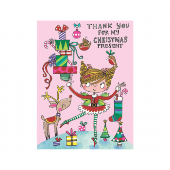 Rachel Ellen Pink Children's Thank You For My Christmas Present Set of 5 Cards