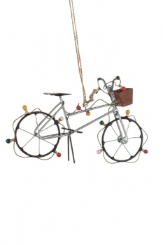 Shoeless Joe Silver Bike with Fairy Lights Christmas Decoration