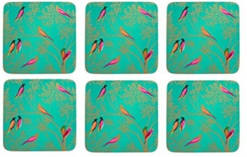 Sara Miller Chelsea Bird Green Set of 6 Coasters By Portmeirion