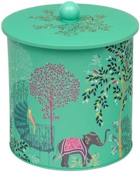 Sara Miller Green Elephant and India Design Biscuit Barrel
