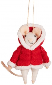 Sass & Belle Felt Mouse In Puffer Jacket Christmas Tree Decoration