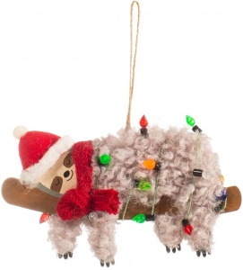 Sass & Belle Festive Sloth With Lights Christmas Tree Decoration