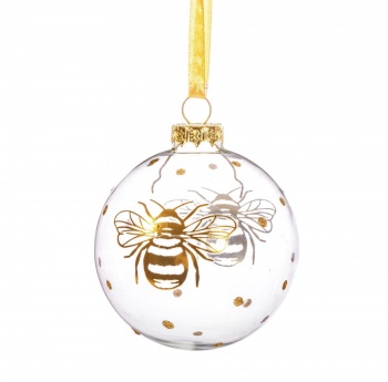 Sass & Belle Glass Bumblebee Gold Christmas Bauble