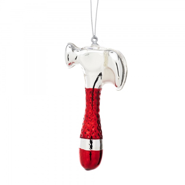 Sass & Belle Silver Hammer Tool Christmas Decoration