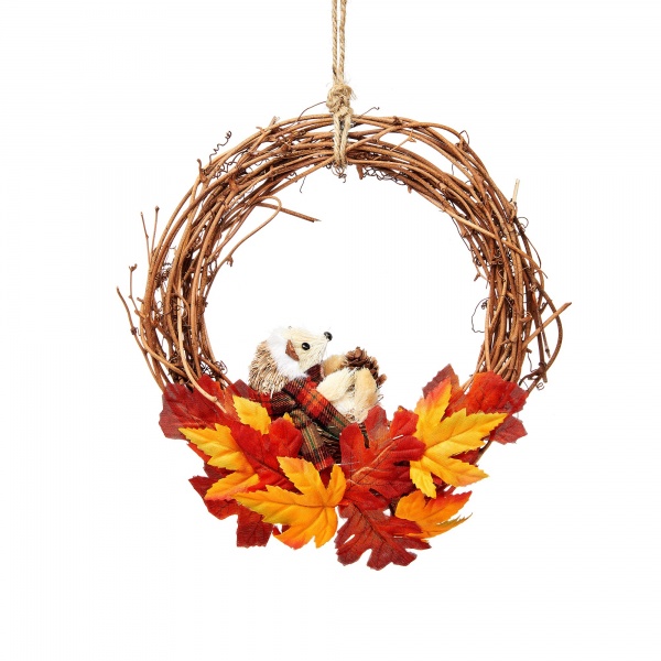 Sass & Belle Woodland Bristle Hedgehog Autumnal Christmas Twig Wreath