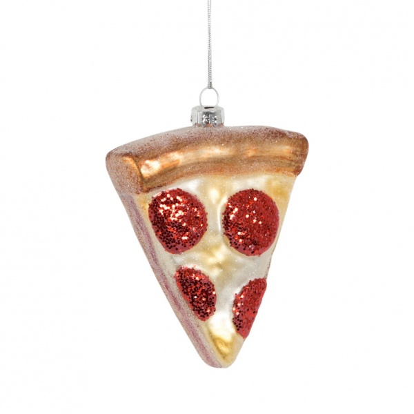 Sass and Belle Glittery Pizza Slice Hanging Christmas Decoration