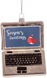 Sass & Belle Season's Tweetings Laptop Christmas Tree Decoration