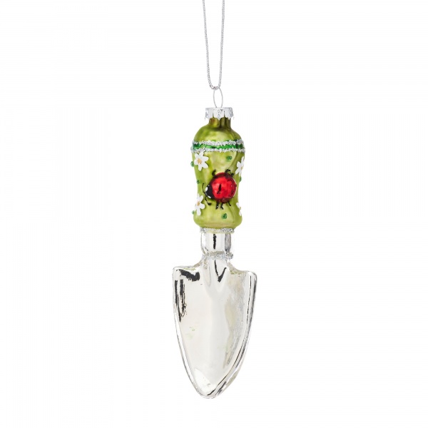 Sass & Belle Silver and Green Gardening Spade Hanging Decoration