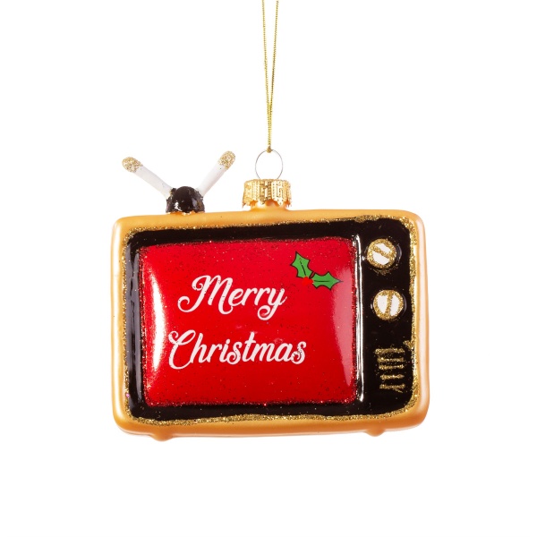 Sass & Belle Retro Television Glitter Christmas Decoration