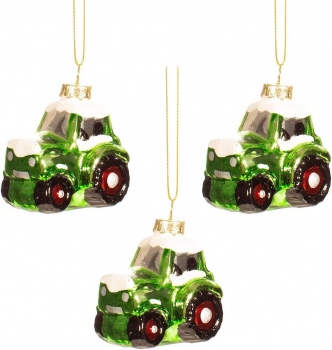 Sass & Belle Set of 3 Tractor Themed Christmas Tree Decorations