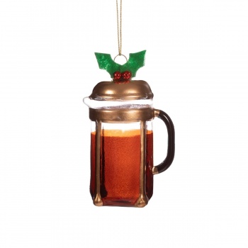 Sass & Belle Coffee Cafetiere Shaped Bauble Christmas Tree Decoration