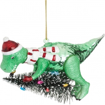 Sass & Belle Dinosaur with Tree Christmas Decoration