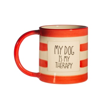 Sass & Belle My Dog Is My Therapy Red Striped Novelty Mug