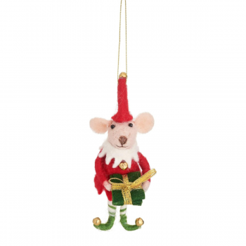 Sass & Belle Felt Elf Mouse Christmas Tree Decoration