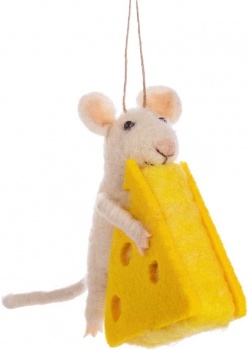Sass & Belle Felt Mouse with Cheese Christmas Tree Decoration