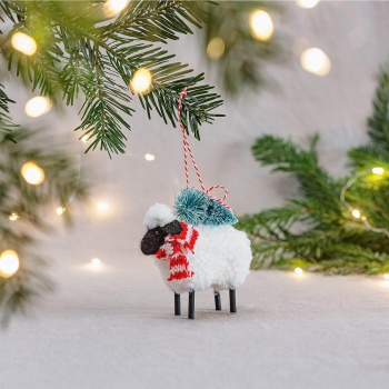 Sass & Belle Felt Sheep with Tree Christmas Decoration