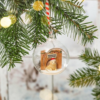 Sass & Belle Glass Hedgehog Highway Christmas Tree Bauble