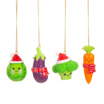 Sass & Belle Set of 4 Mini Vegetable Christmas Tree Decorations