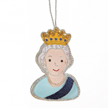 Sass & Belle Queen Embroidered Christmas Tree Decoration