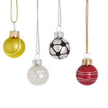 Sass & Belle Set of 4 Mini Sports Balls Christmas Tree Decorations