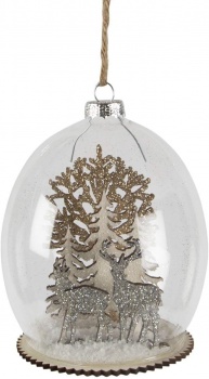 Sass & Belle Stag and Forest Scene Christmas Bauble