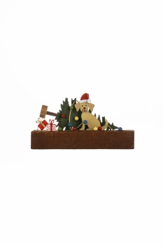 Shoeless Joe Christmas Dog Chaos Wooden and Metal Decoration