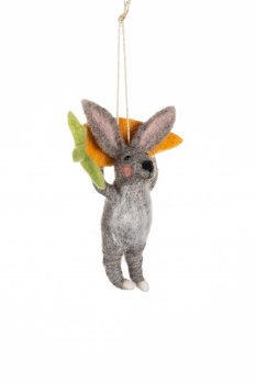 Shoeless Joe Felt Rabbit With Carrot Easter Decoration