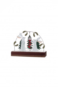 Shoeless Joe Hares with Stockings Metal and Wood Christmas Decoration