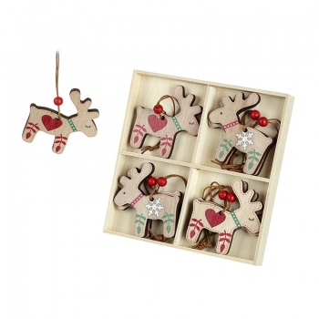 Heaven Sends Set of 8 Decorated Reindeer Christmas Decorations