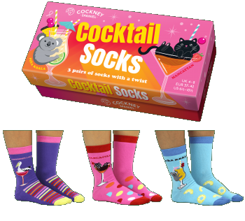 Cockney Spaniel Boxed Set of Cocktail Women's Socks - Size 4-8