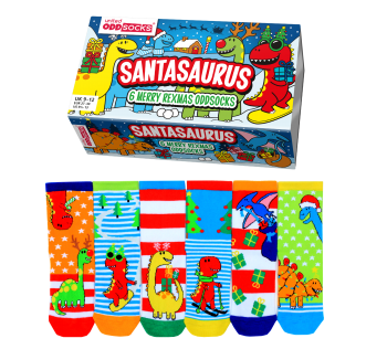 United Oddsocks Santa Saurus Dinosaur Christmas Children's Socks