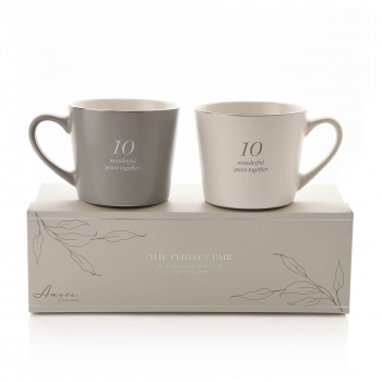 Widdop Amore 10th Wedding Anniversary Set of 2 Gift Boxed Mugs