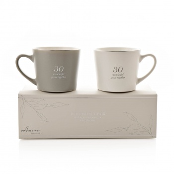 Widdop Amore 30th Wedding Anniversary Set of 2 Gift Boxed Mugs