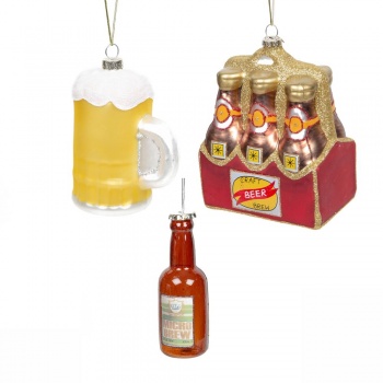 Widdop Set of 3 Beer Themed Christmas Tree Decorations