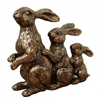 Widdop Bronze Rabbit Family Sculpture Home Accessory