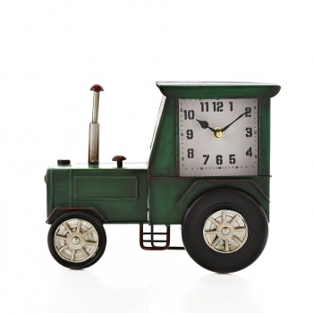 Widdop Green Tractor Metal Mantel Clock