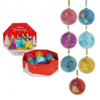 Widdop Disney Princess Set of 7 Christmas Tree Baubles