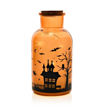 Hocus Pocus Novelties Light Up Haunted House Jar Halloween Decoration