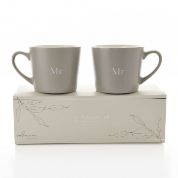 Widdop Amore Mr and Mr Wedding Gift Set of 2 Boxed Mugs