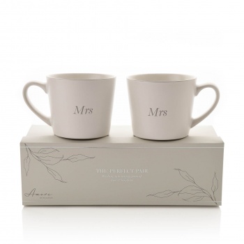 Widdop Amore Mrs and Mrs Wedding Gift Set of 2 Boxed Mugs