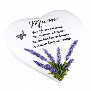Widdop Lavender Themed Mum Graveside Heart Stone